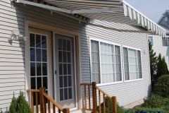 Side View of Striped Door Awning