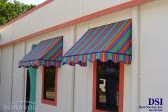 Red & Green Striped Window Awnings